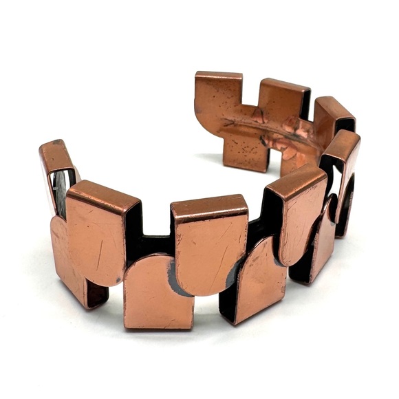 Renoir Vintage Copper Cuff Modernist Geometric Bracelet - Picture 5 of 16